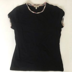 Burberry Black Short Sleeve Tee with Signature Check Trim